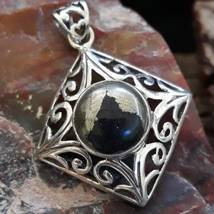 Pyrite in Magnetite Sterling Silver Pendant